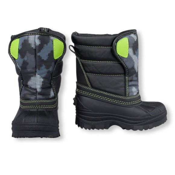 The Children's Place Toddler Boy Snow Boot Padded Winter Quilted CAMO Boot Black - Picture 3 of 10